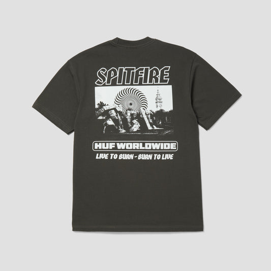 HUF x Spitfire Burn Heavyweight T-Shirt Washed Black