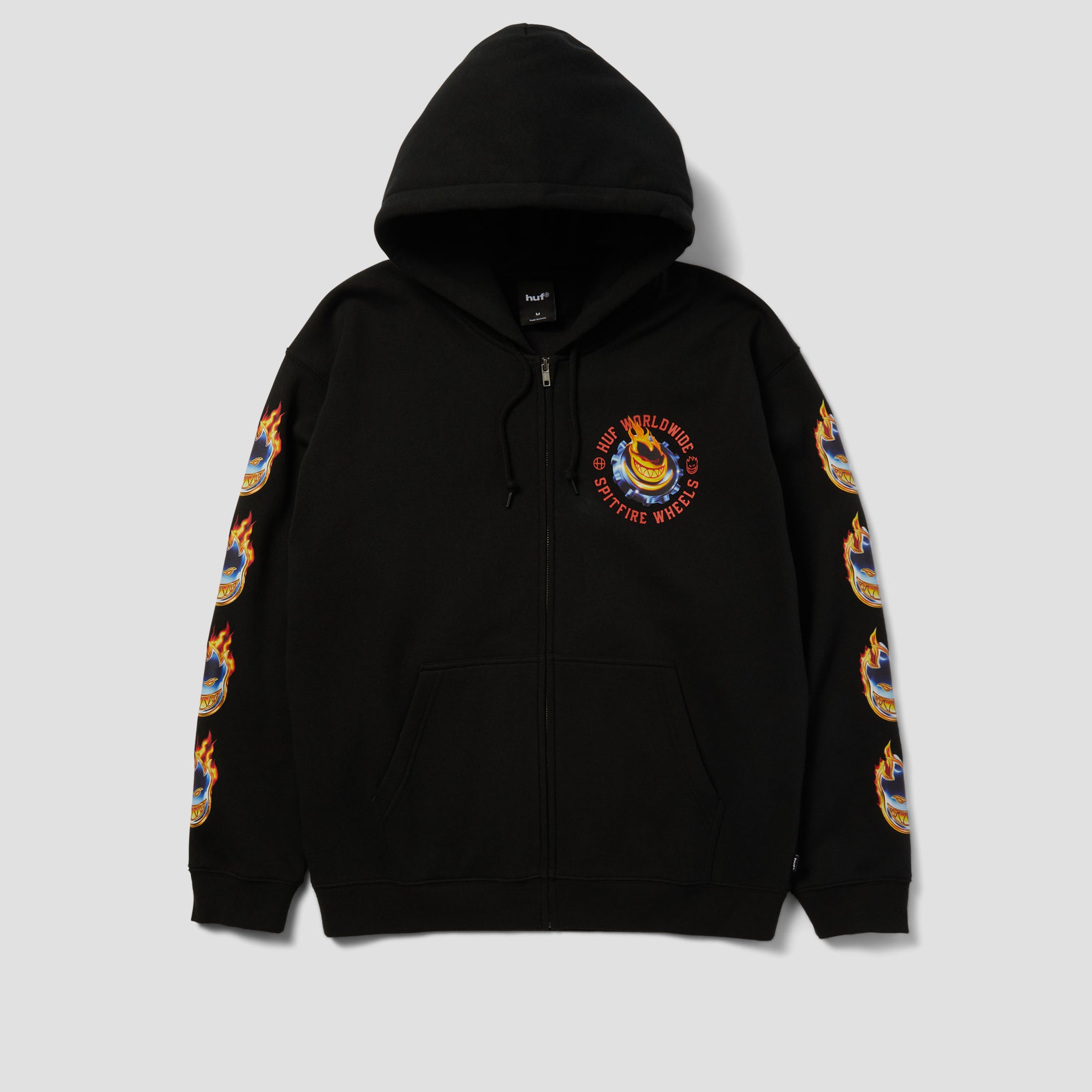 HUF x Spitfire Chrome Head Full Zip Hoodie Black