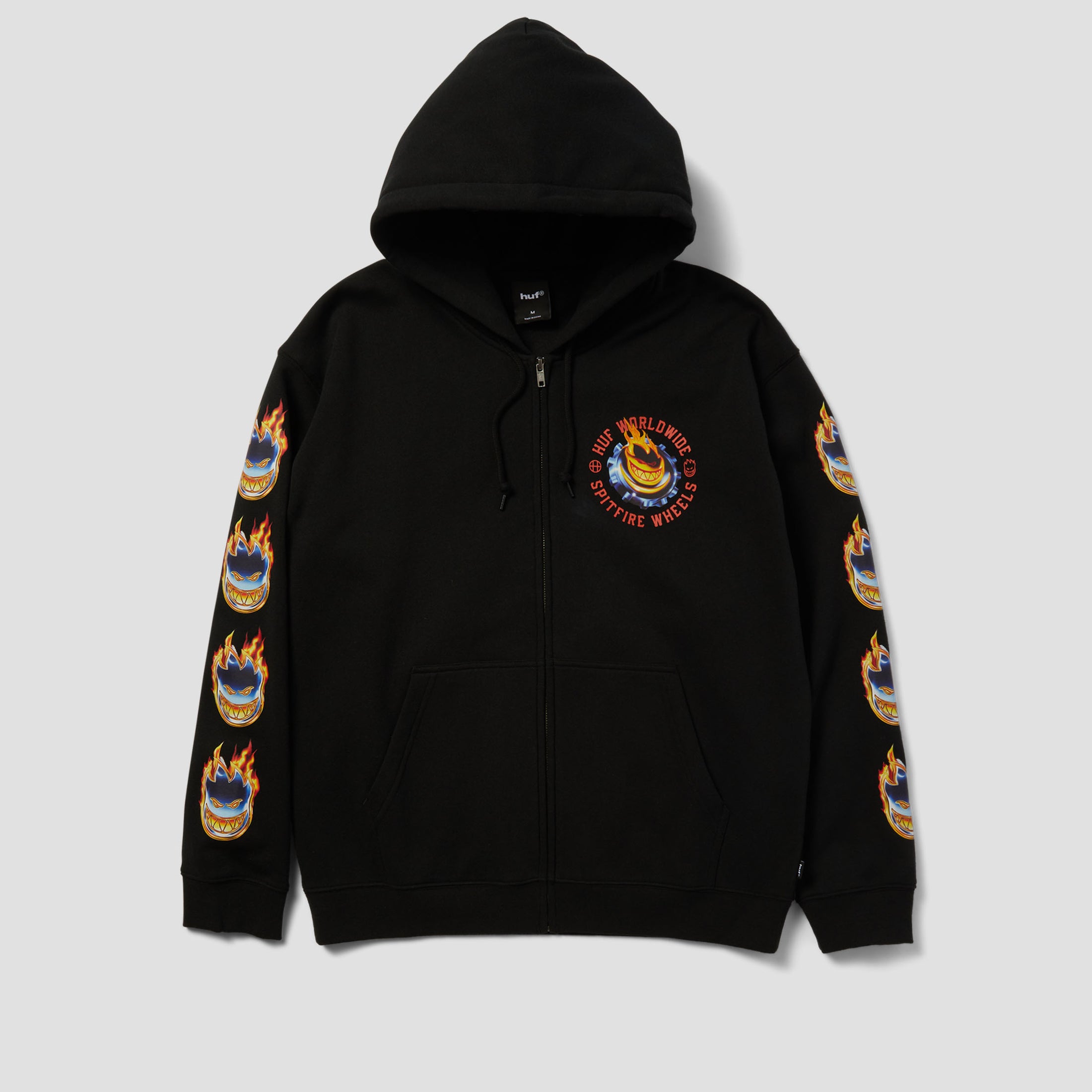 HUF x Spitfire Chrome Head Full Zip Hoodie Black