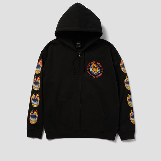 HUF x Spitfire Chrome Head Full Zip Hoodie Black