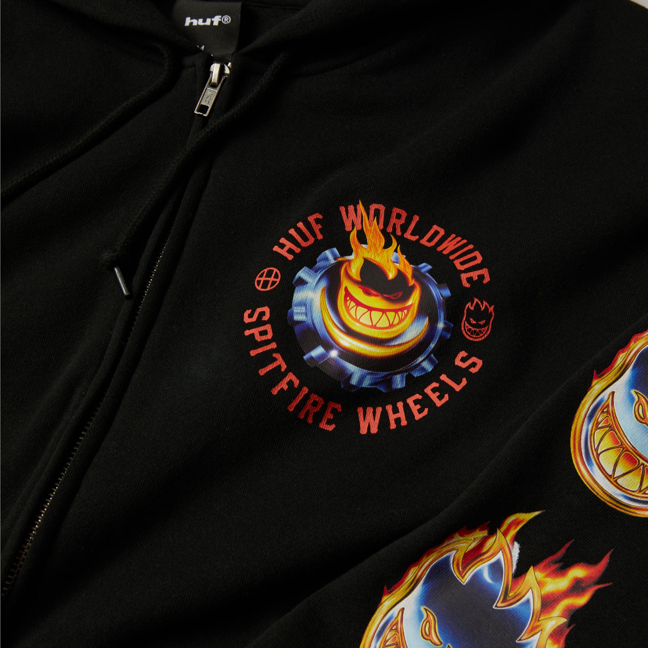 HUF x Spitfire Chrome Head Full Zip Hoodie Black