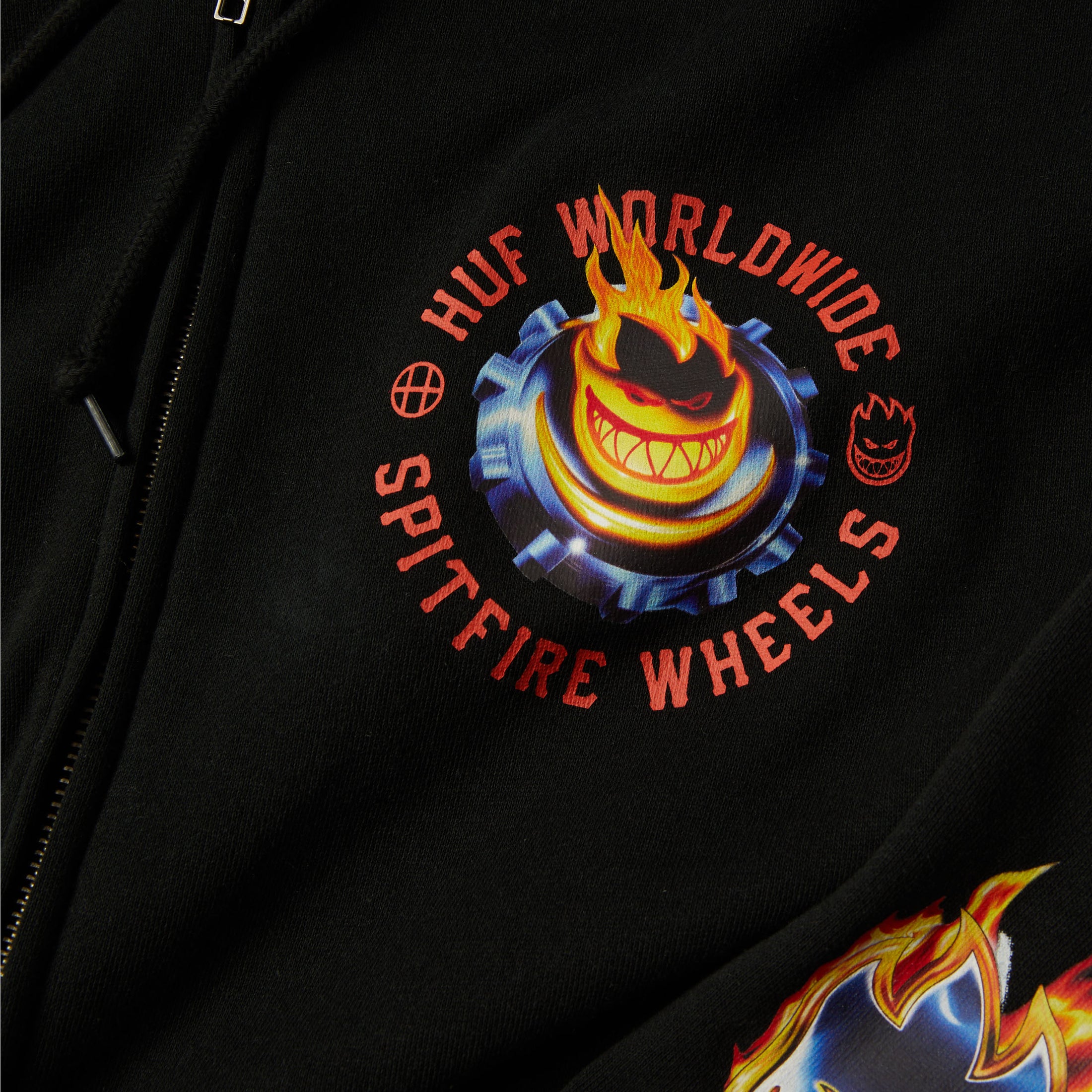 HUF x Spitfire Chrome Head Full Zip Hoodie Black