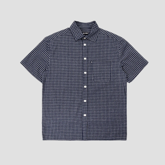 Passport Shortsleeve Workers Check Shirt Navy