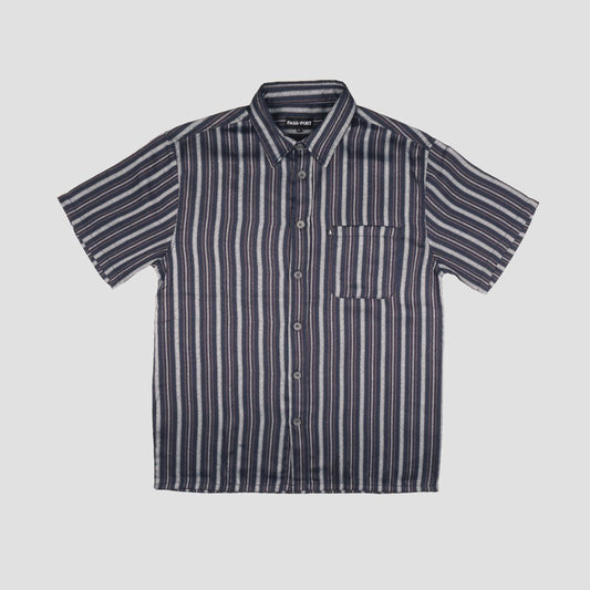 Passport Workers Stripe Shortsleeve Shirt Navy