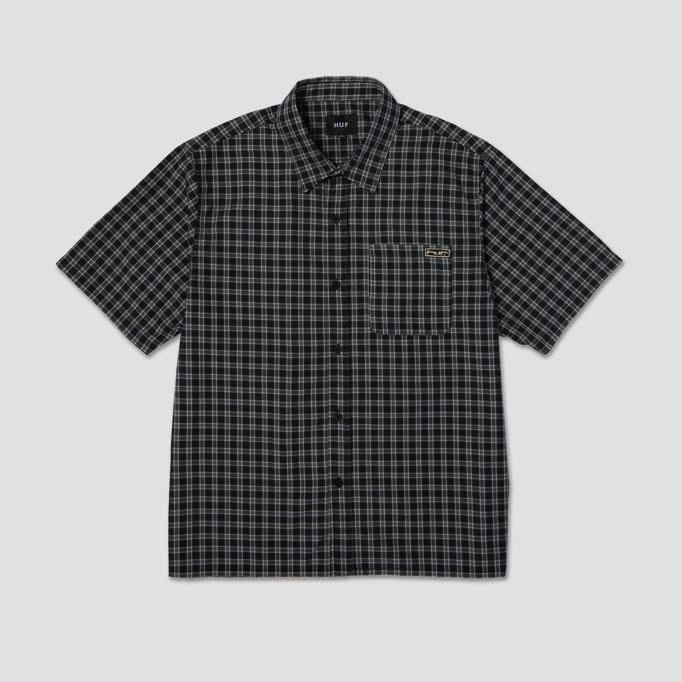HUF Stretch Micro Plaid Shortsleeve Shirt Black