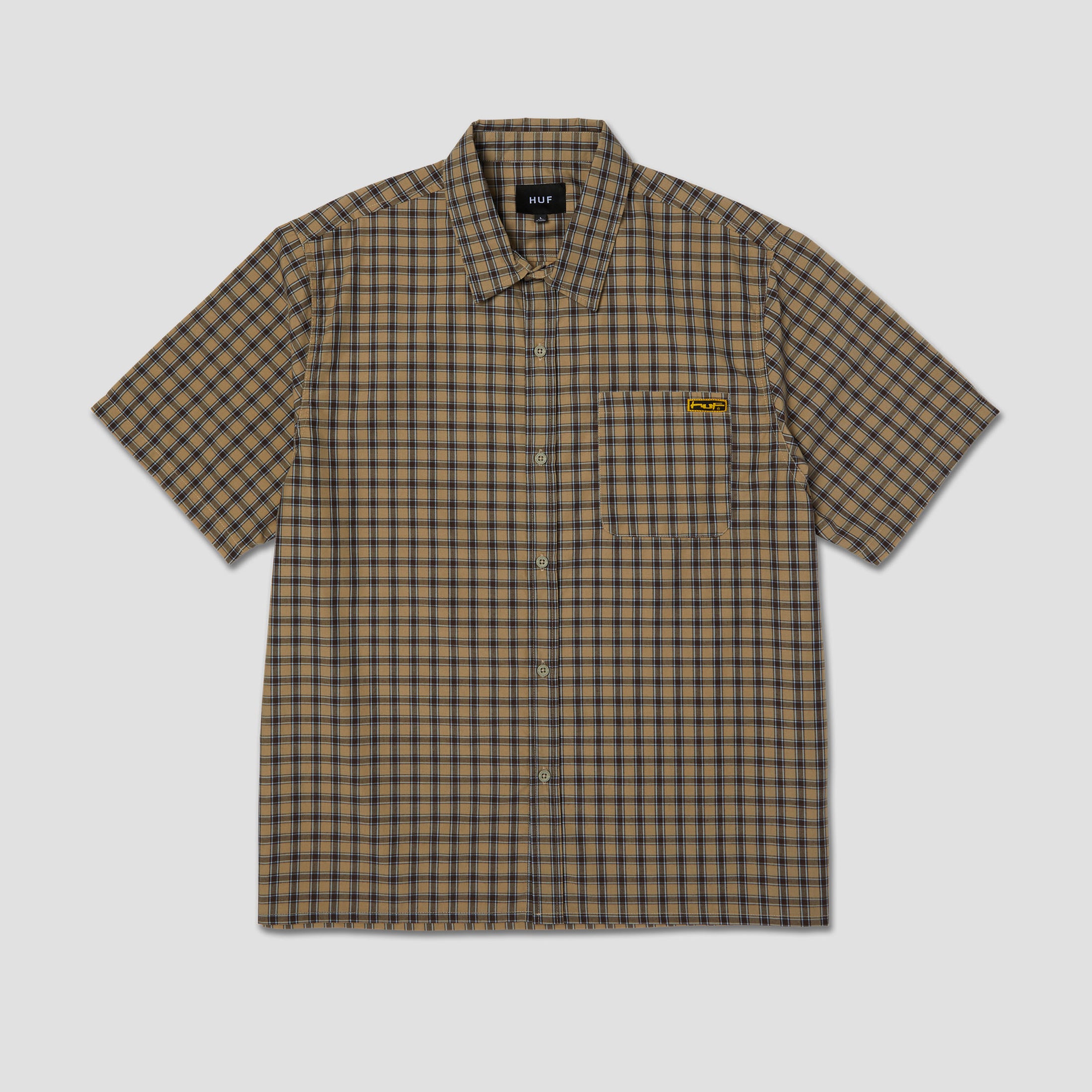 HUF Stretch Micro Plaid Shortsleeve Shirt Clay
