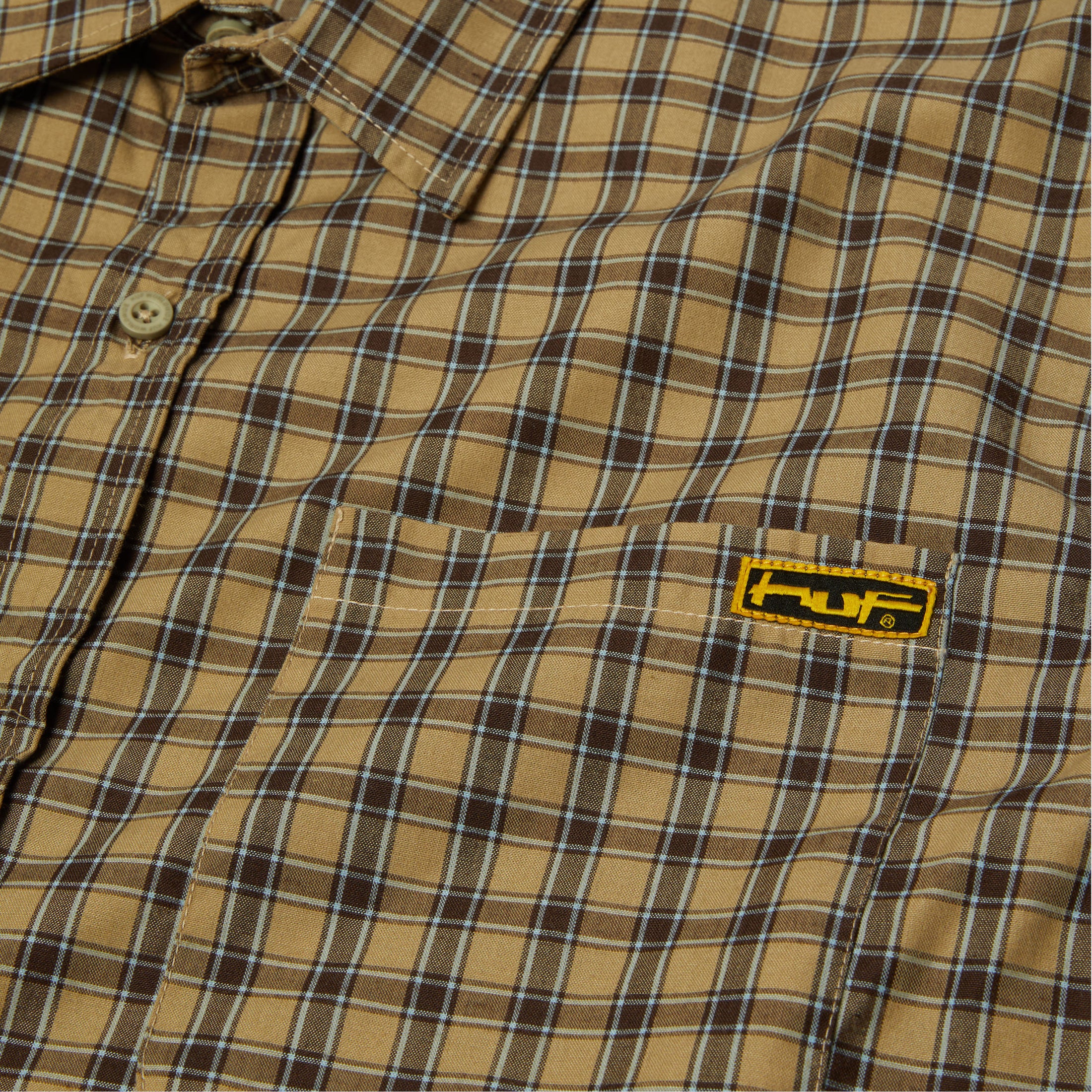 HUF Stretch Micro Plaid Shortsleeve Shirt Clay