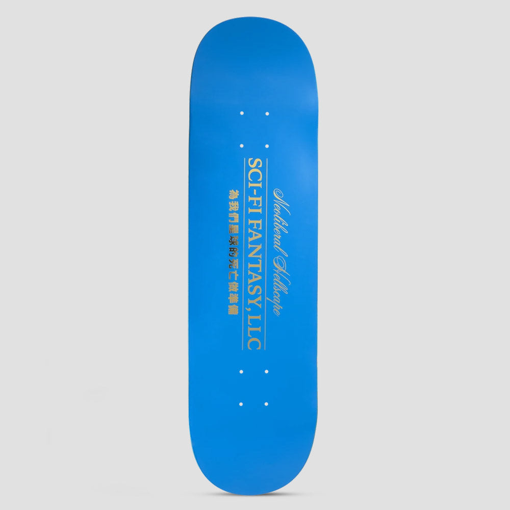Sci-Fi Fantasy 8.5 Neoliberal Hellscape Skateboard Deck Blue