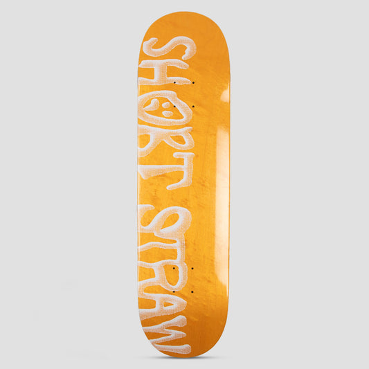 Short Straw 8.25 Warped Medium Concave Skateboard Deck Orange / White