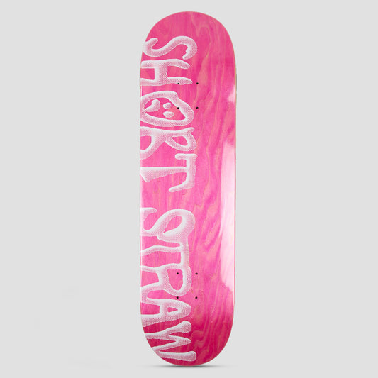 Short Straw 8.375 Warped Medium Concave Skateboard Deck Pink / White