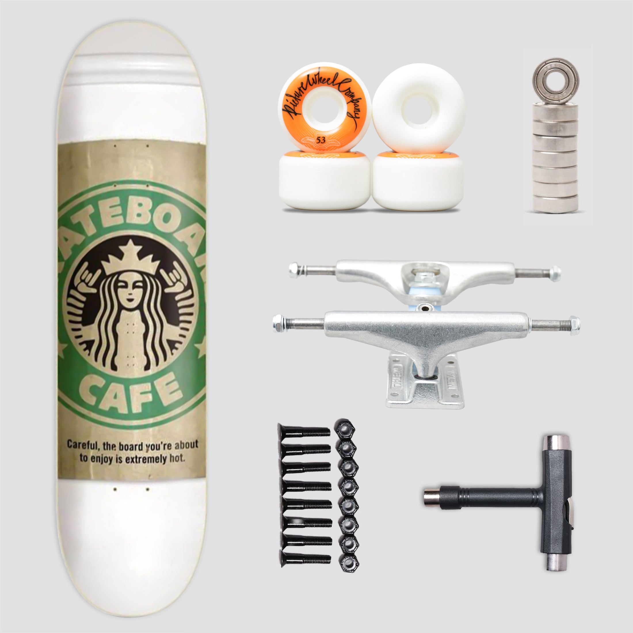 Skateboard Cafe 8.25 Starf*cks Complete Pack White With Tool