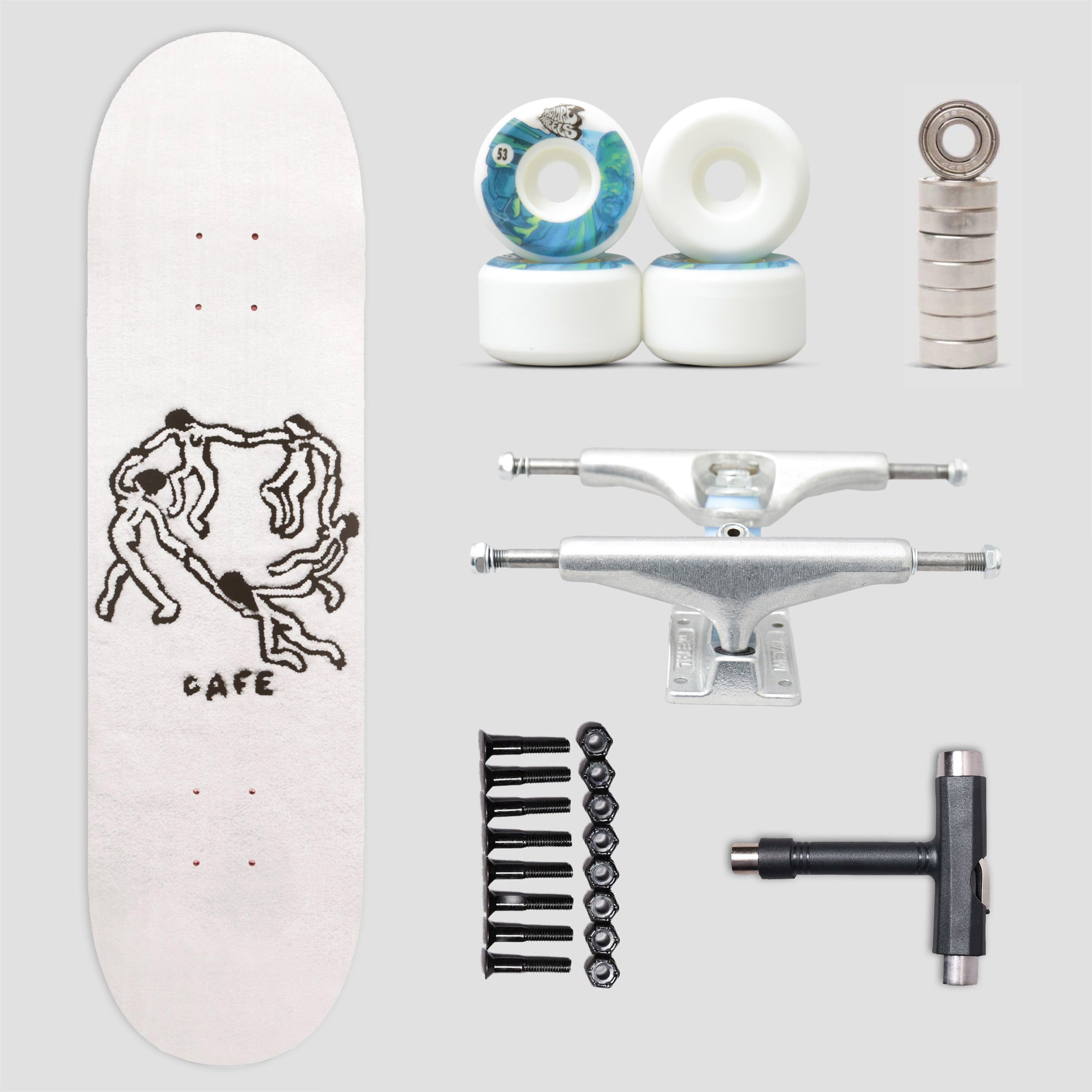 Skateboard Cafe 8.5 Dance Circle Skateboard Complete Pack White With Tool