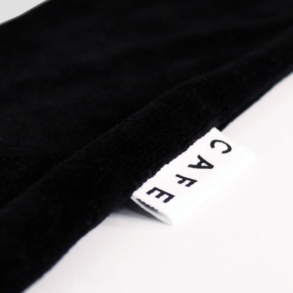 Skateboard Cafe Stripe 1/4 Zip Velour Polo Shirt Black / White