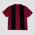 Load image into Gallery viewer, Skateboard Cafe Stripe Full Zip Velour Stripe Shirt Burgundy / Black

