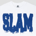 Load image into Gallery viewer, Slam City Skates College T-Shirt White / Blue
