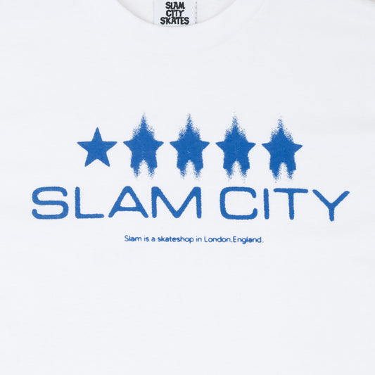 Slam City Skates Review T-Shirt White / Blue