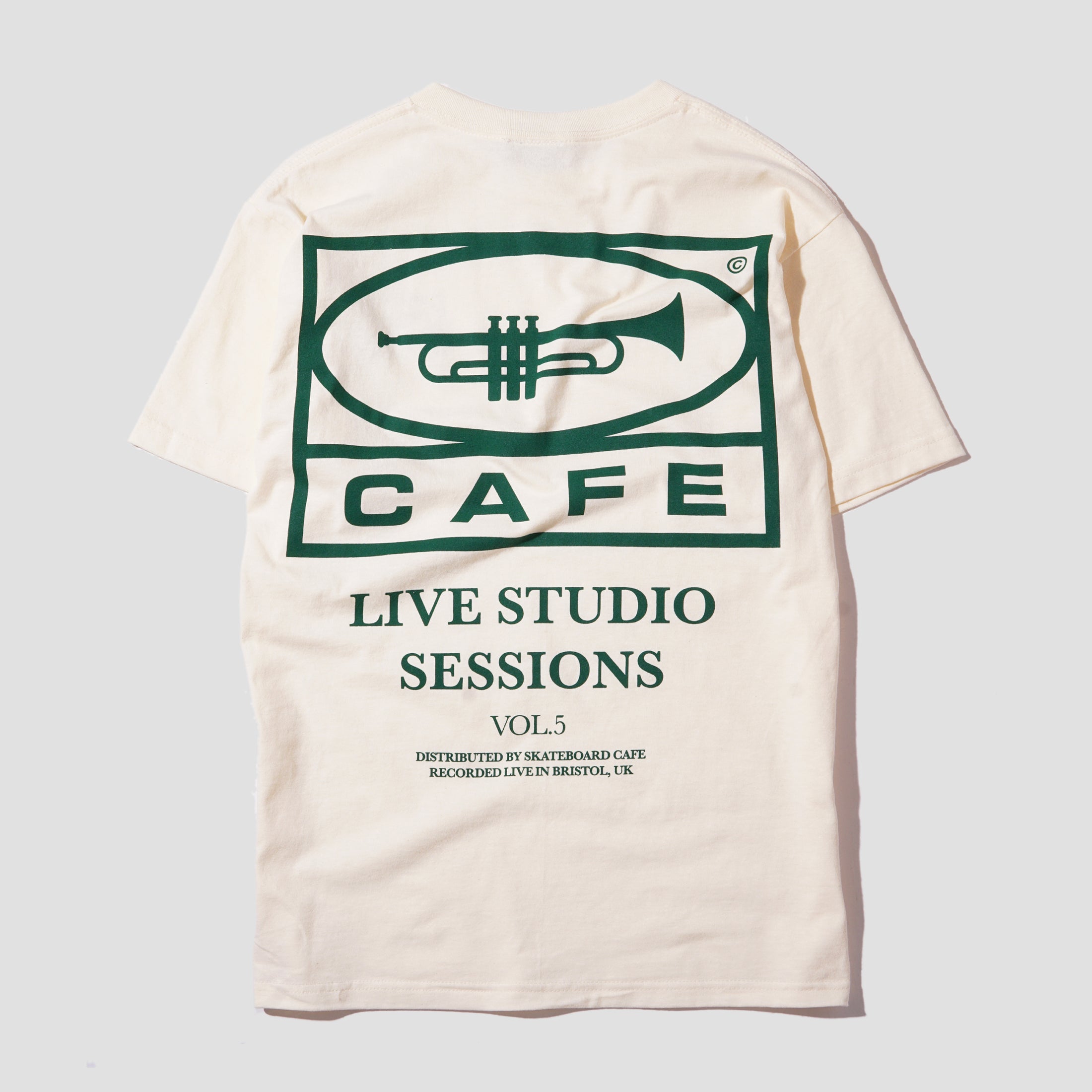 Skateboard Cafe 45 T-Shirt Cream / Forest Green
