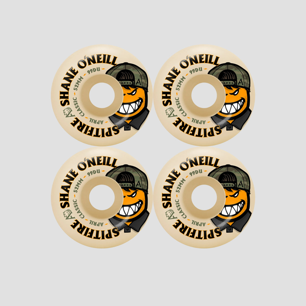 Spitfire 52mm F4 99 SF x April Shane O'Neill Classic Skateboard Wheels Natural