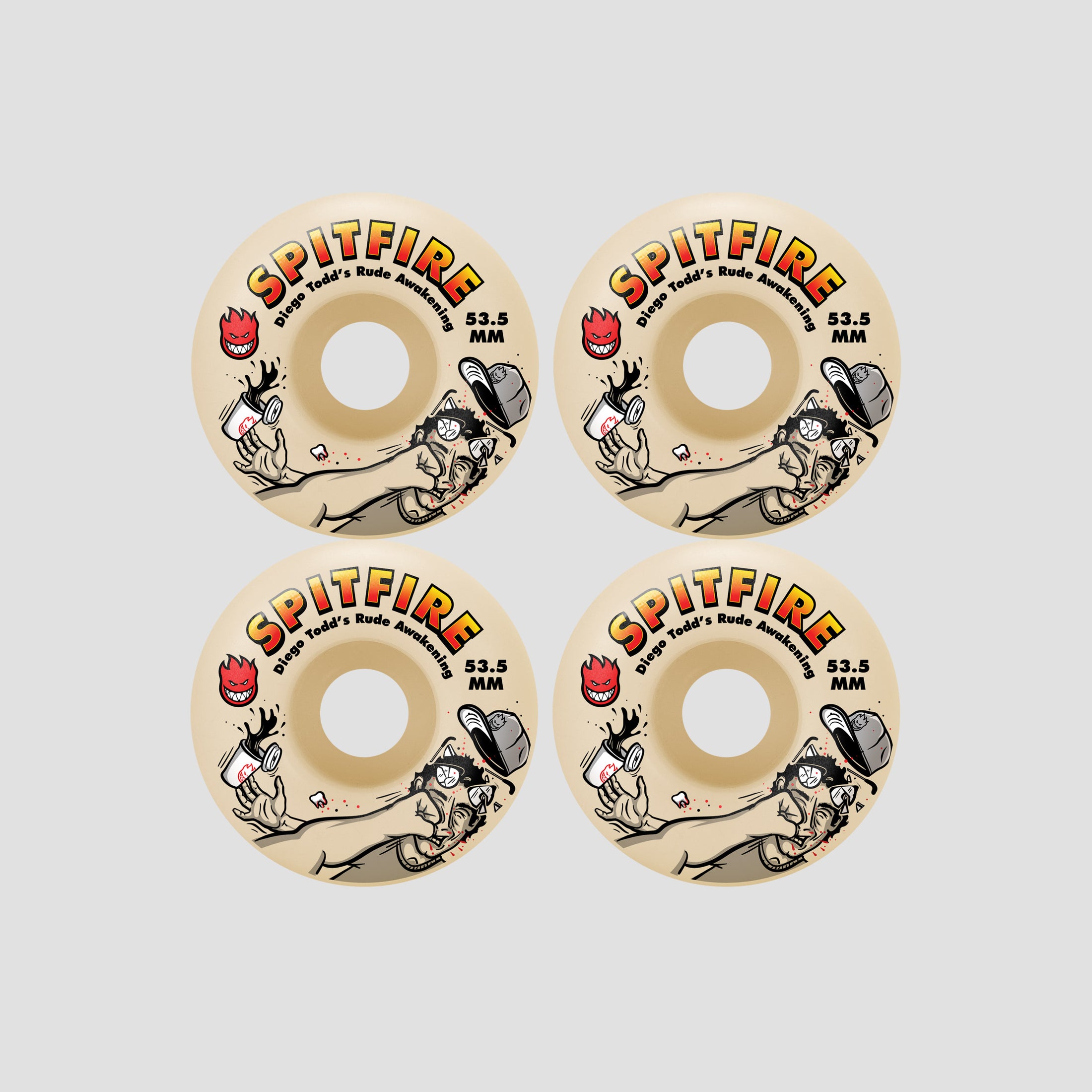 Spitfire 53.5mm F4 99 Diego Rude Awakening Classic Skateboard Wheels Natural