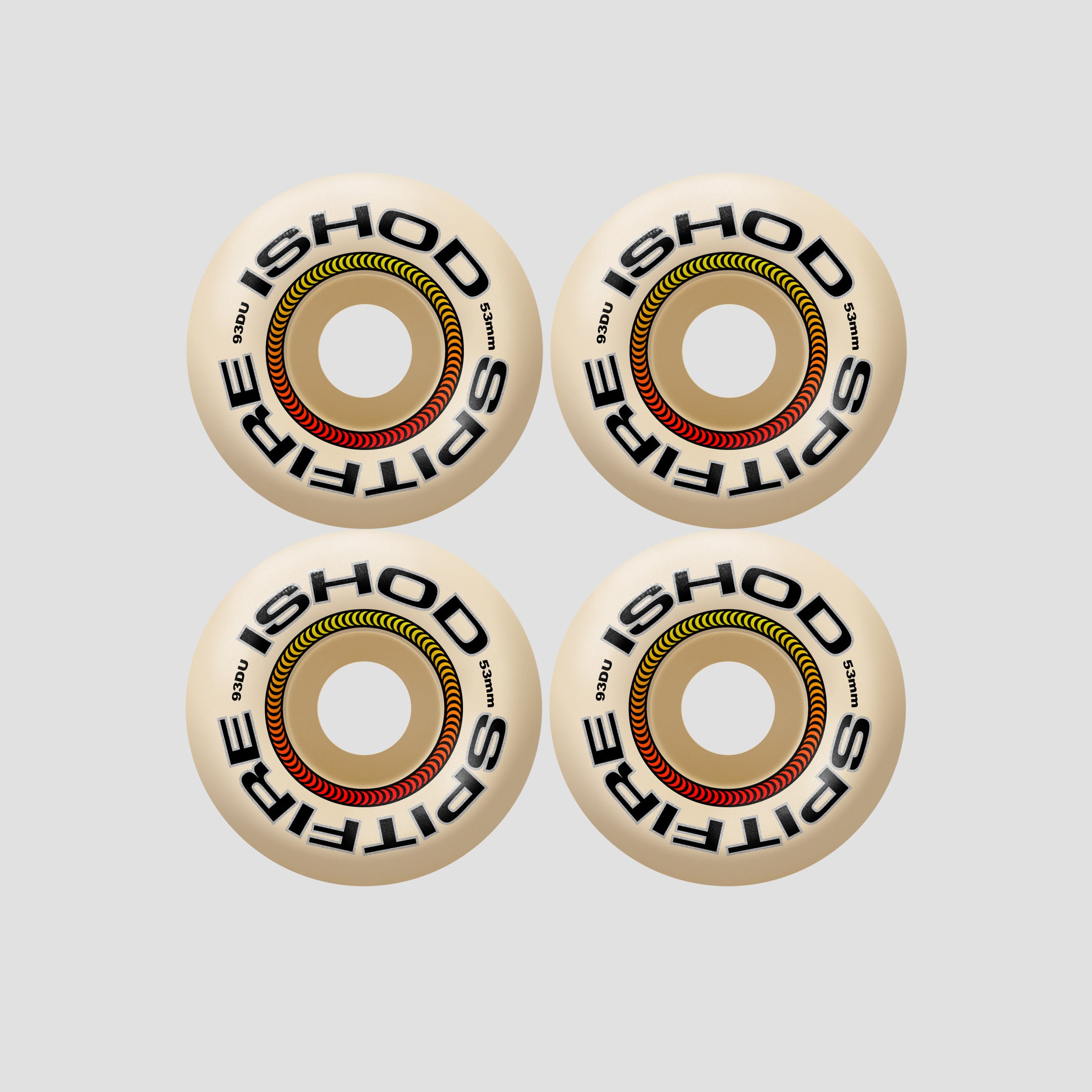 Spitfire 53mm F4 93 Ishod Lock-In Classic Skateboard Wheels Natural