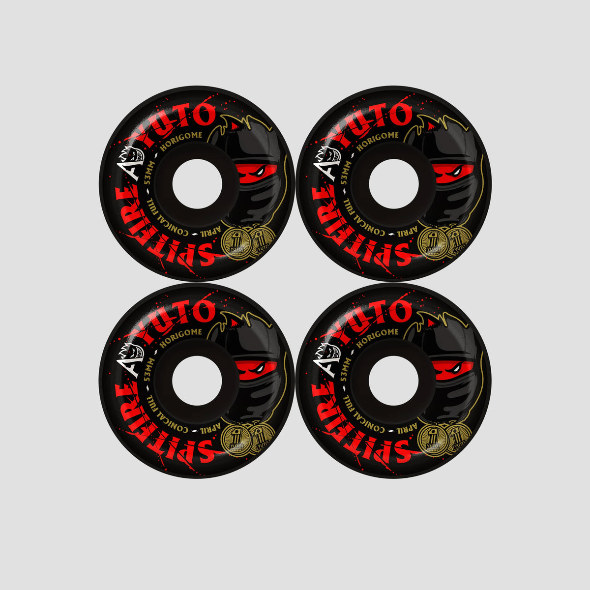 Spitfire 53mm F4 99 SF x April Yuto Conical Full Skateboard Wheels Black
