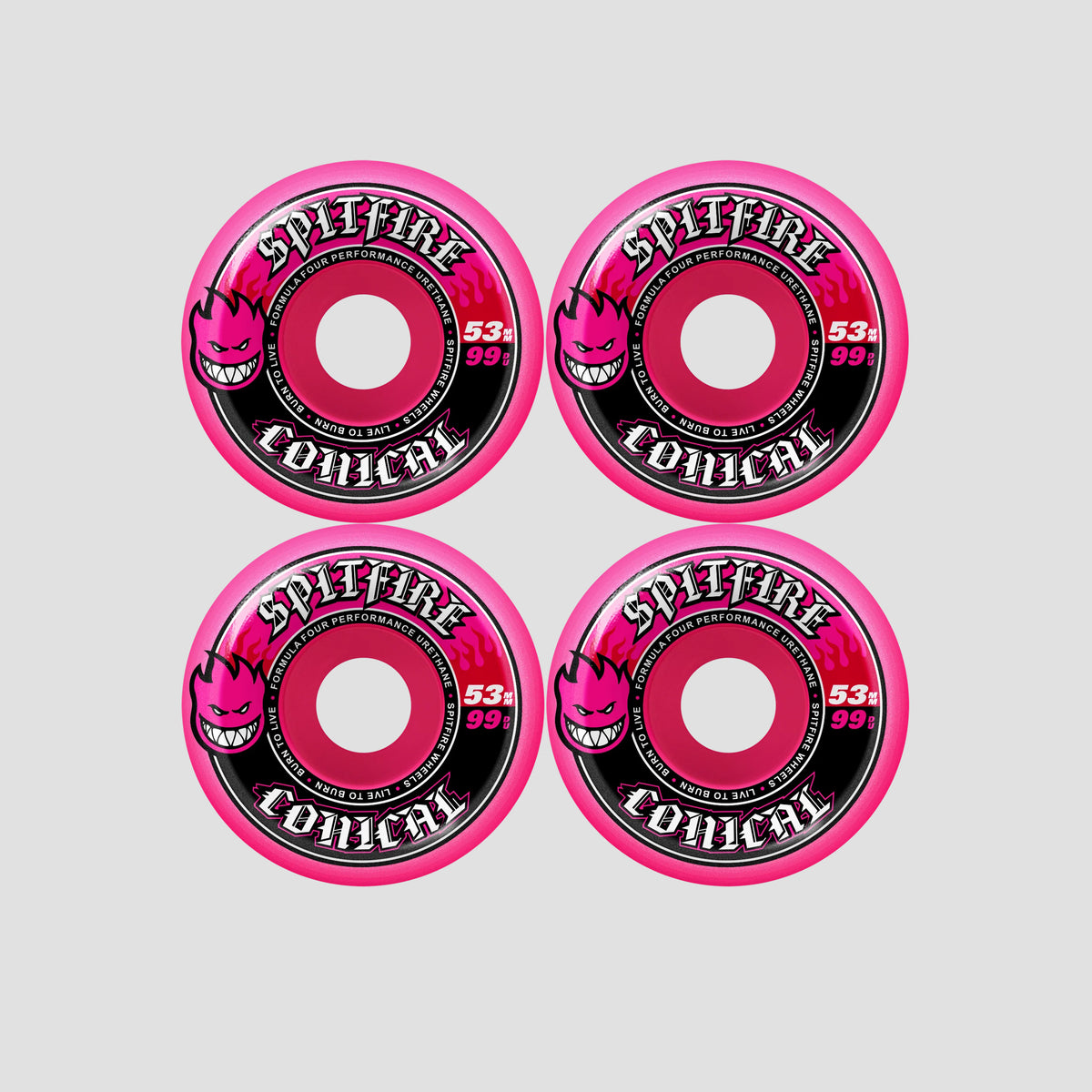 Spitfire 53mm F4 99 Team Conical Skateboard Wheels Pink