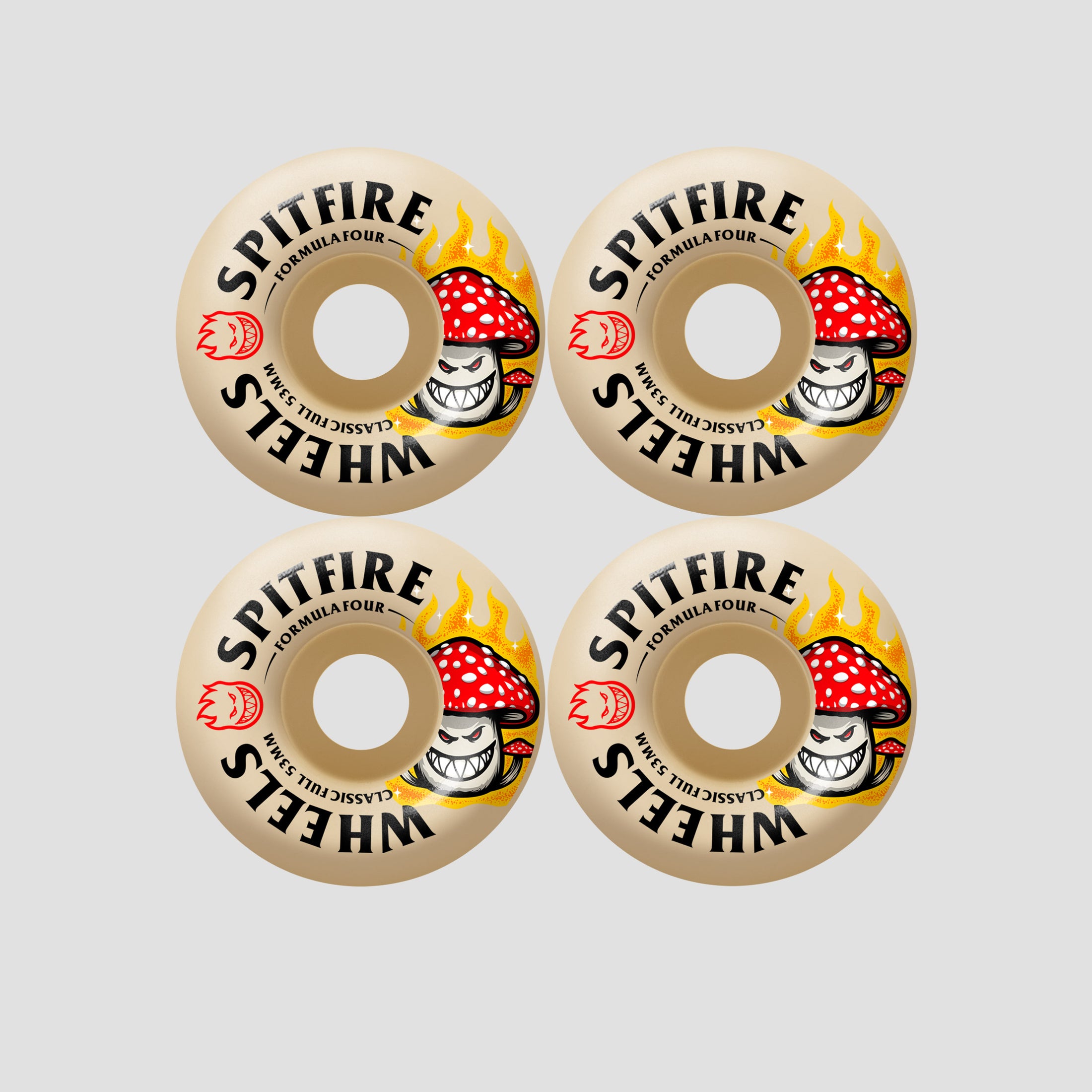 Spitfire 53mm Shroom Bighead F4 99 Classic Full Skateboard Wheels Natural