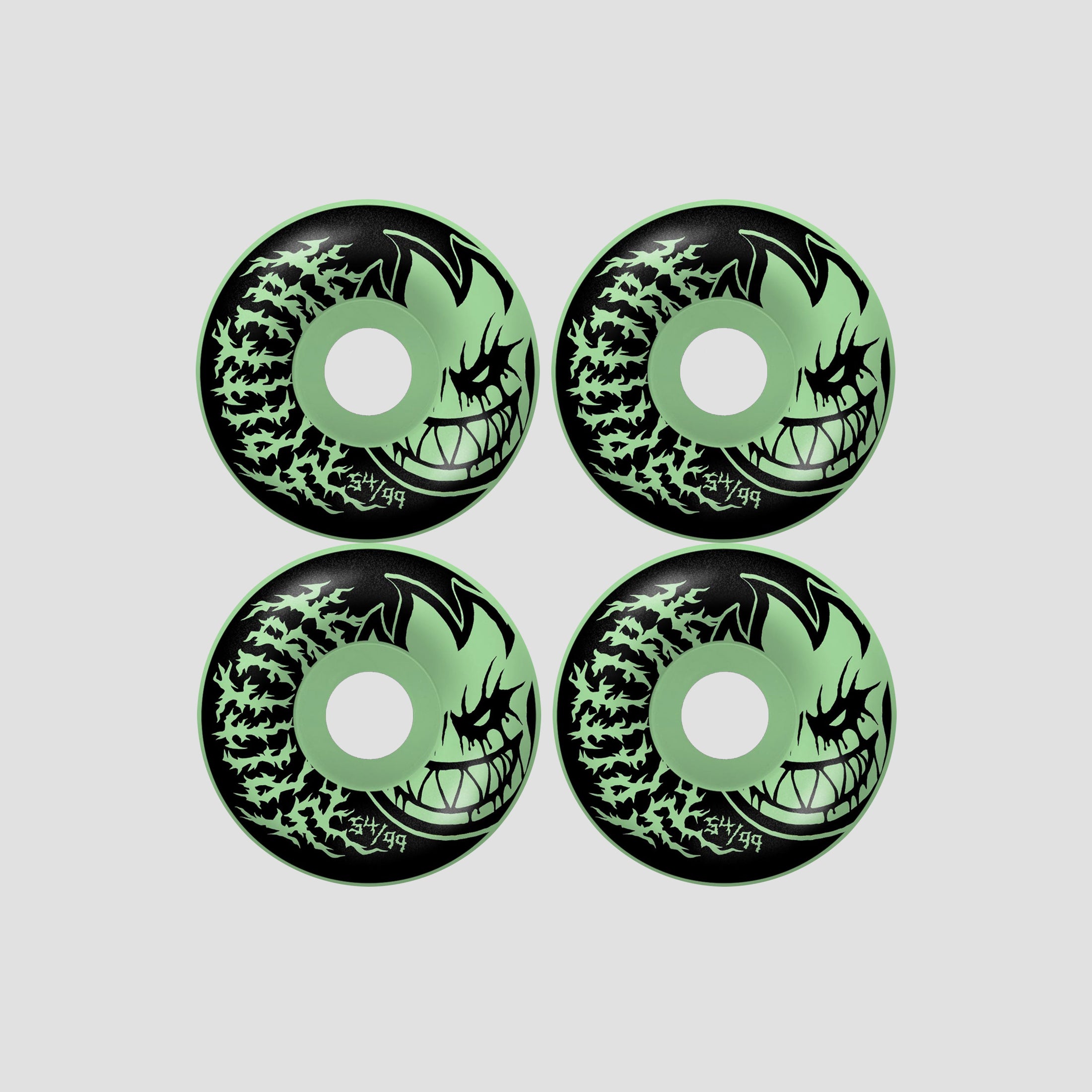 Spitfire 54mm F4 99 Deathmask II Bighead Radial Full Skateboard Wheels Glow