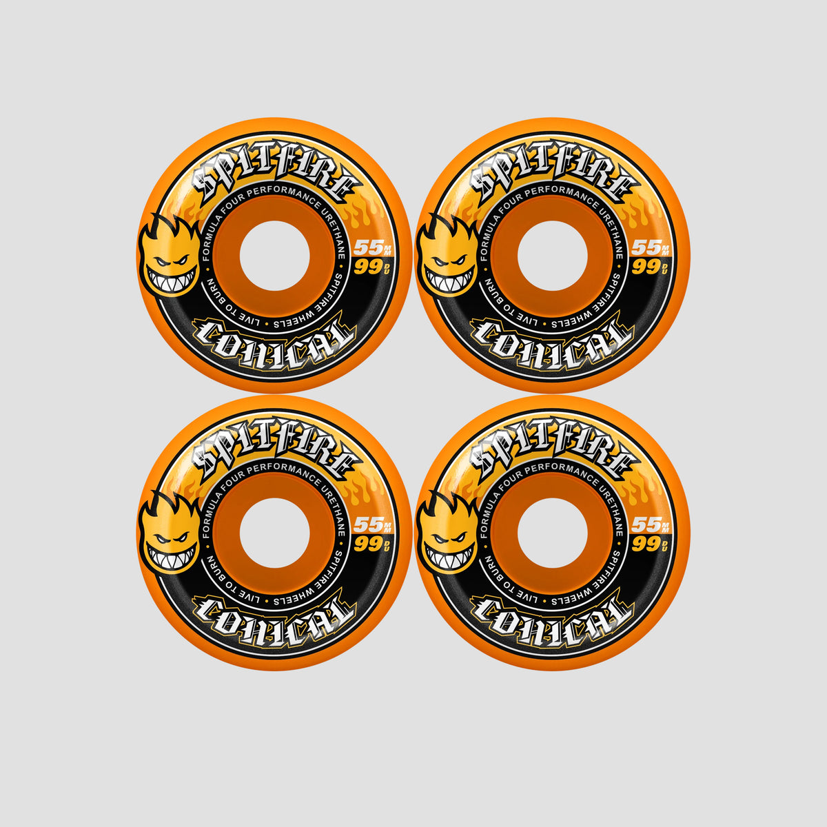 Spitfire 55mm F4 99 Team Conical Skateboard Wheels Orange
