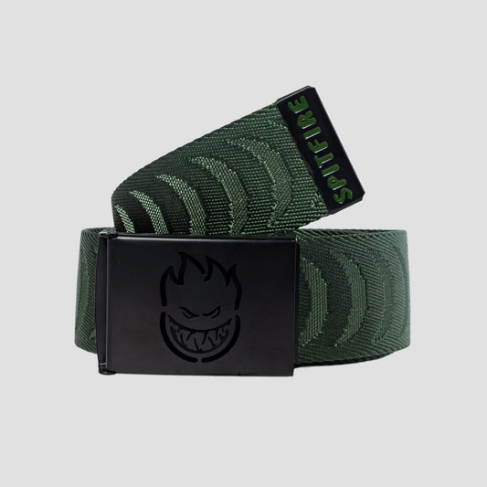 Spitfire Bighead Cut Out Crescent Jacquard Belt Olive / Black