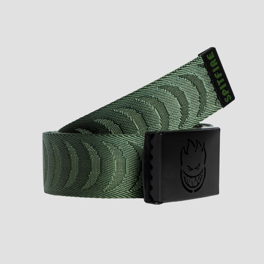 Spitfire Bighead Cut Out Crescent Jacquard Belt Olive / Black