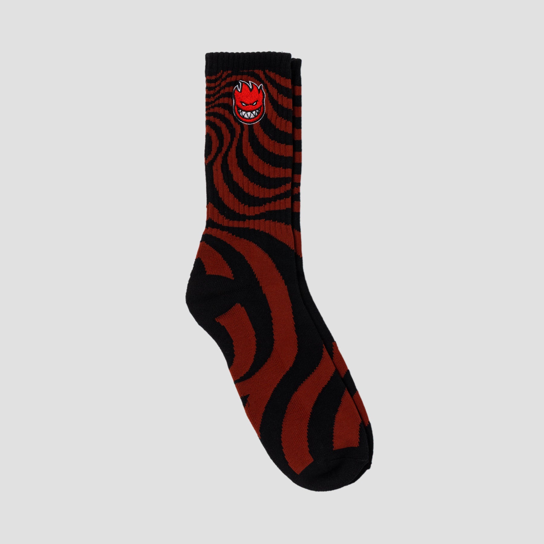Spitfire Bighead Fill Embroidered Swirl Socks Dk Red / Black