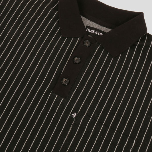 Passport Stripe Polo Longsleeve Black