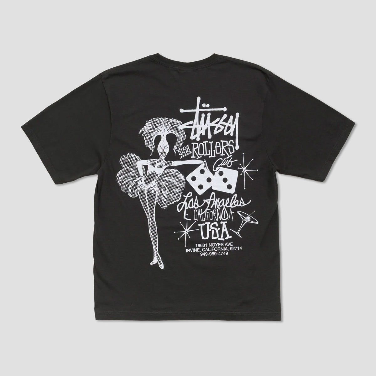 Stussy High Rollers Pigment Dyed T-Shirt Faded Black