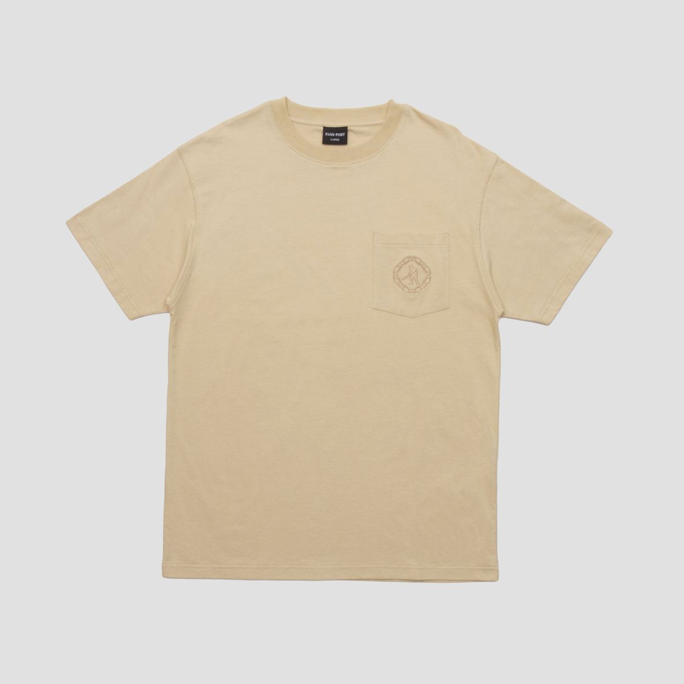 Passport Organic Embroidery Pocket T-Shirt Sand