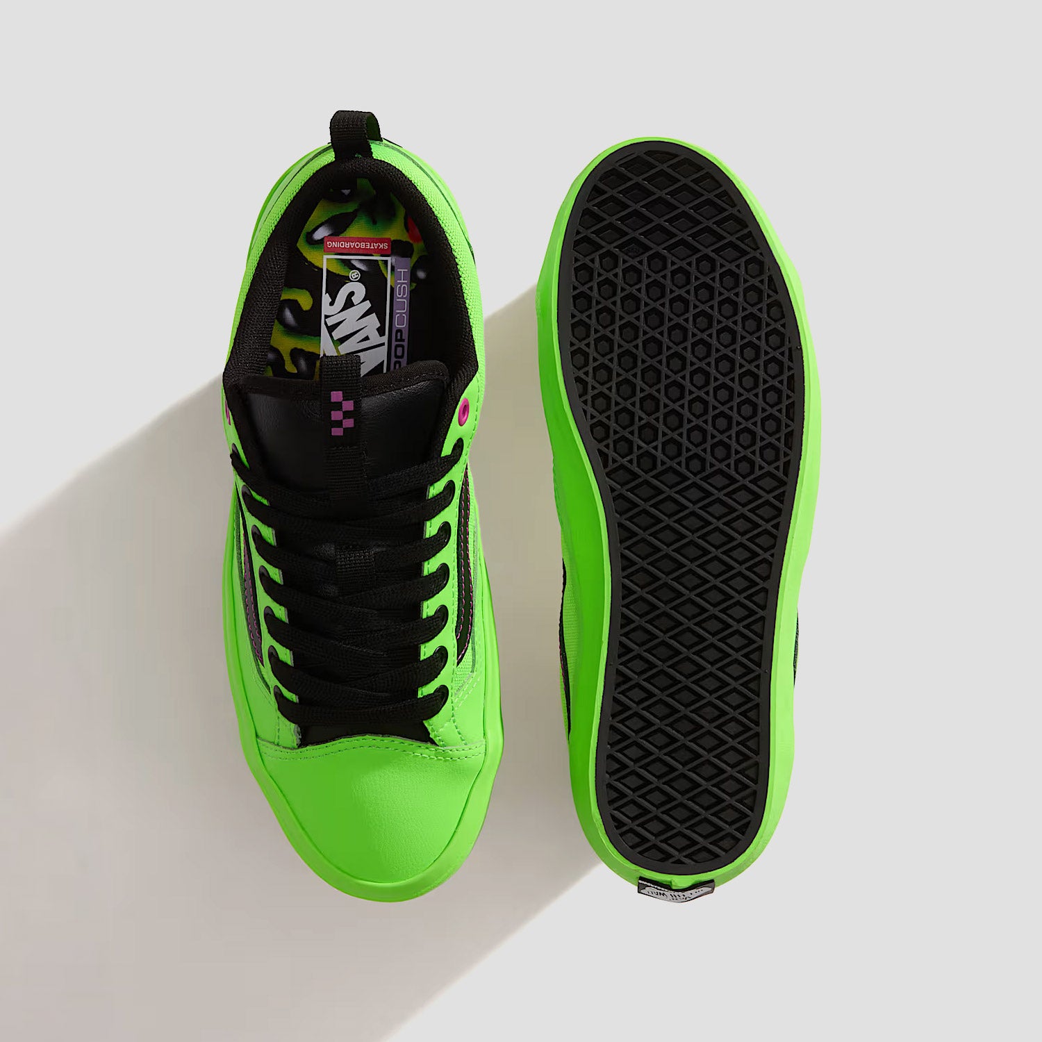 Vans Old Skool 36+ Acid Airbrush Skate Shoes Black / Green Gecko