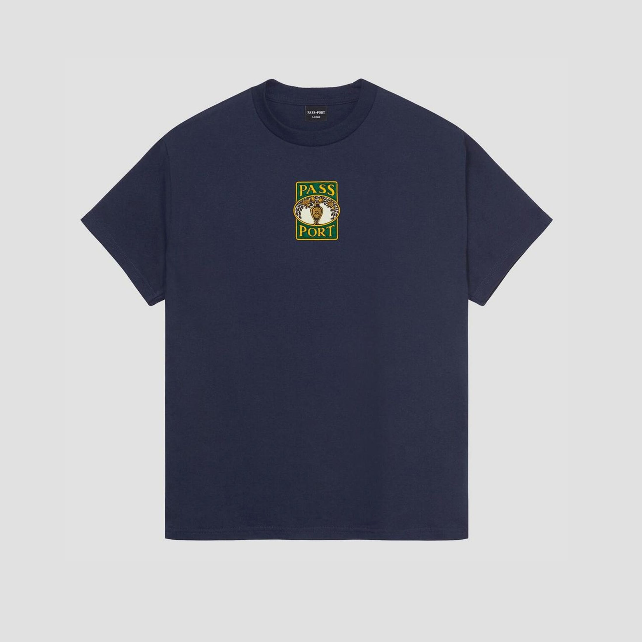 Passport Vase Embroidery T-Shirt Navy