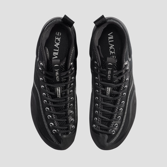 Village PM 1PM Mid Leather Suede / Canvas Skate Shoes Black / Natural Black