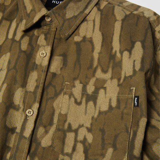 HUF Warped Camo Corduroy Shirt Muted Camo