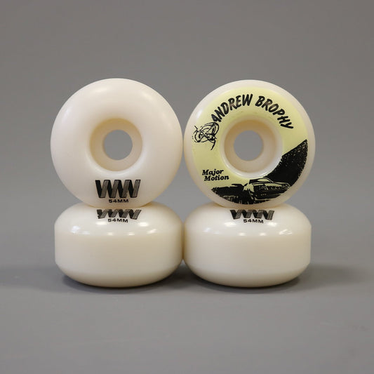 Wayward 54 mm 101a Andrew Brophy Classic Pro Skateboard Wheels White / Yellow / Black