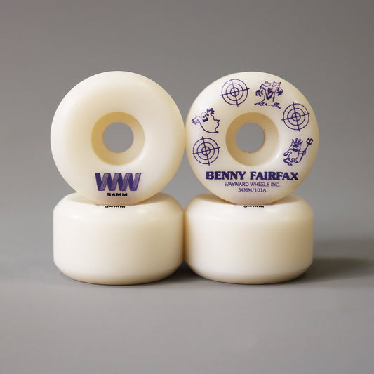 Wayward 54 mm 101a Benny Fairfax Funnel Pro Skateboard Wheels White / Purple