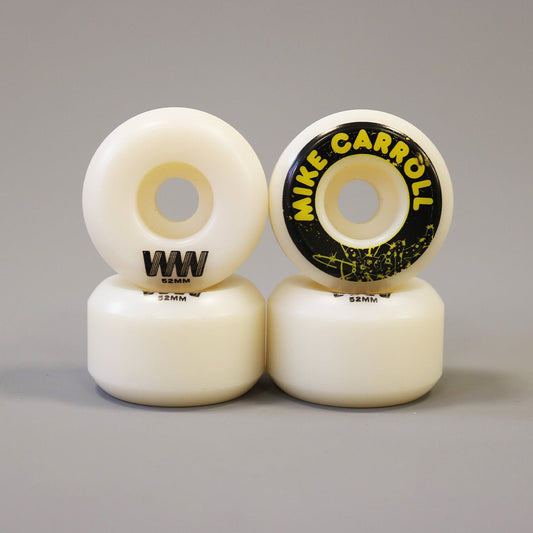 Wayward 52 mm 101a Mike Carroll Funnel Pro Skateboard Wheels White / Black / Yellow