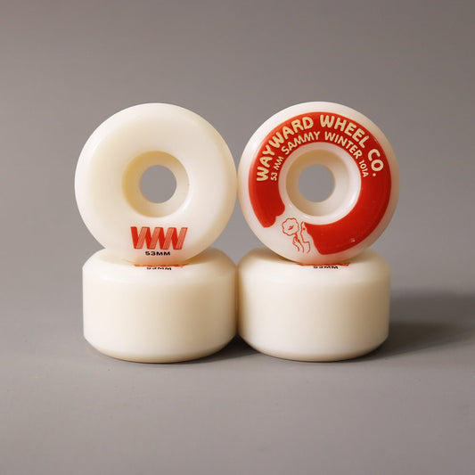 Wayward 53 mm 101a Sammy Winter Funnel Pro Skateboard Wheels White / Red / Cream