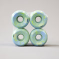 Load image into Gallery viewer, Wayward 53 mm 83b Swirl Formula Skateboard Wheels Neon Green / Baby Blue
