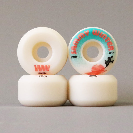 Wayward 53 mm 101a Sammy Winter Funnel Pro Skateboard Wheels White / Red