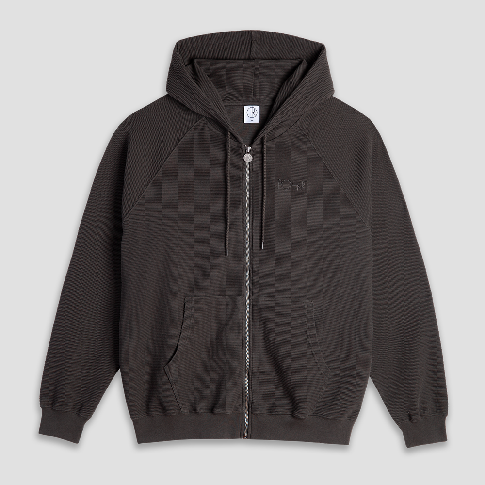 Polar Waffle Zip Hoodie Dirty Black