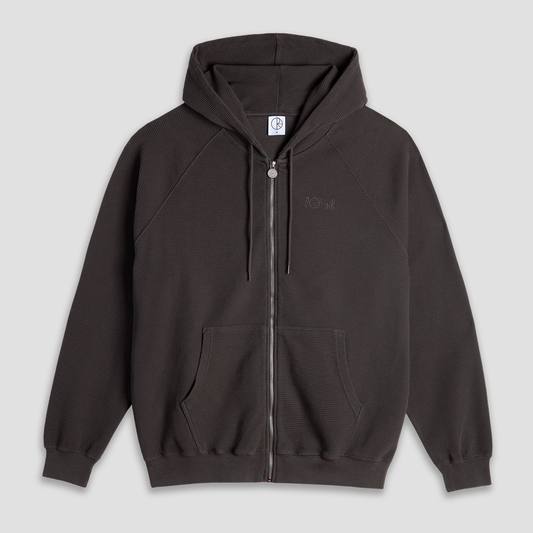 Polar Waffle Zip Hoodie Dirty Black