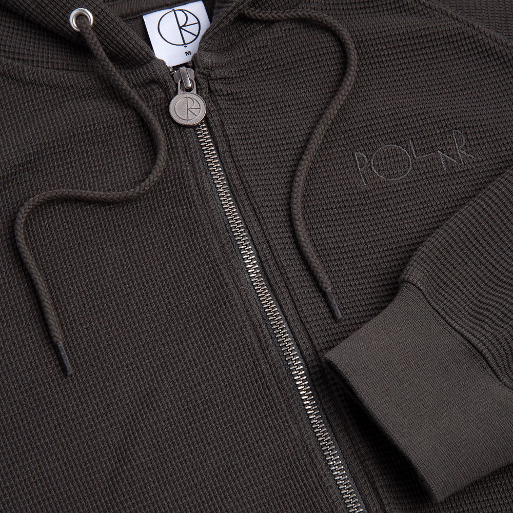 Polar Waffle Zip Hoodie Dirty Black
