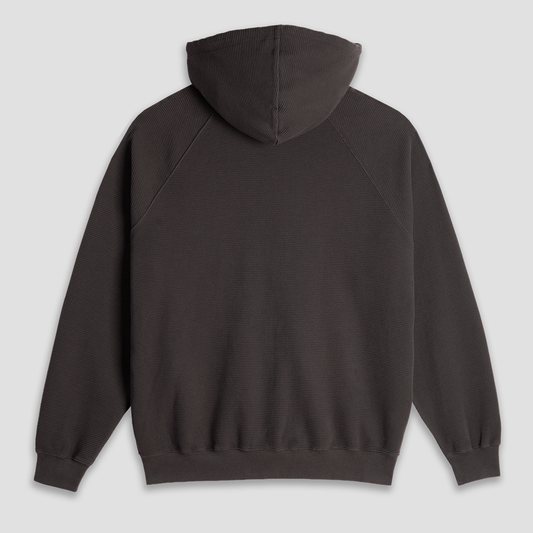 Polar Waffle Zip Hoodie Dirty Black