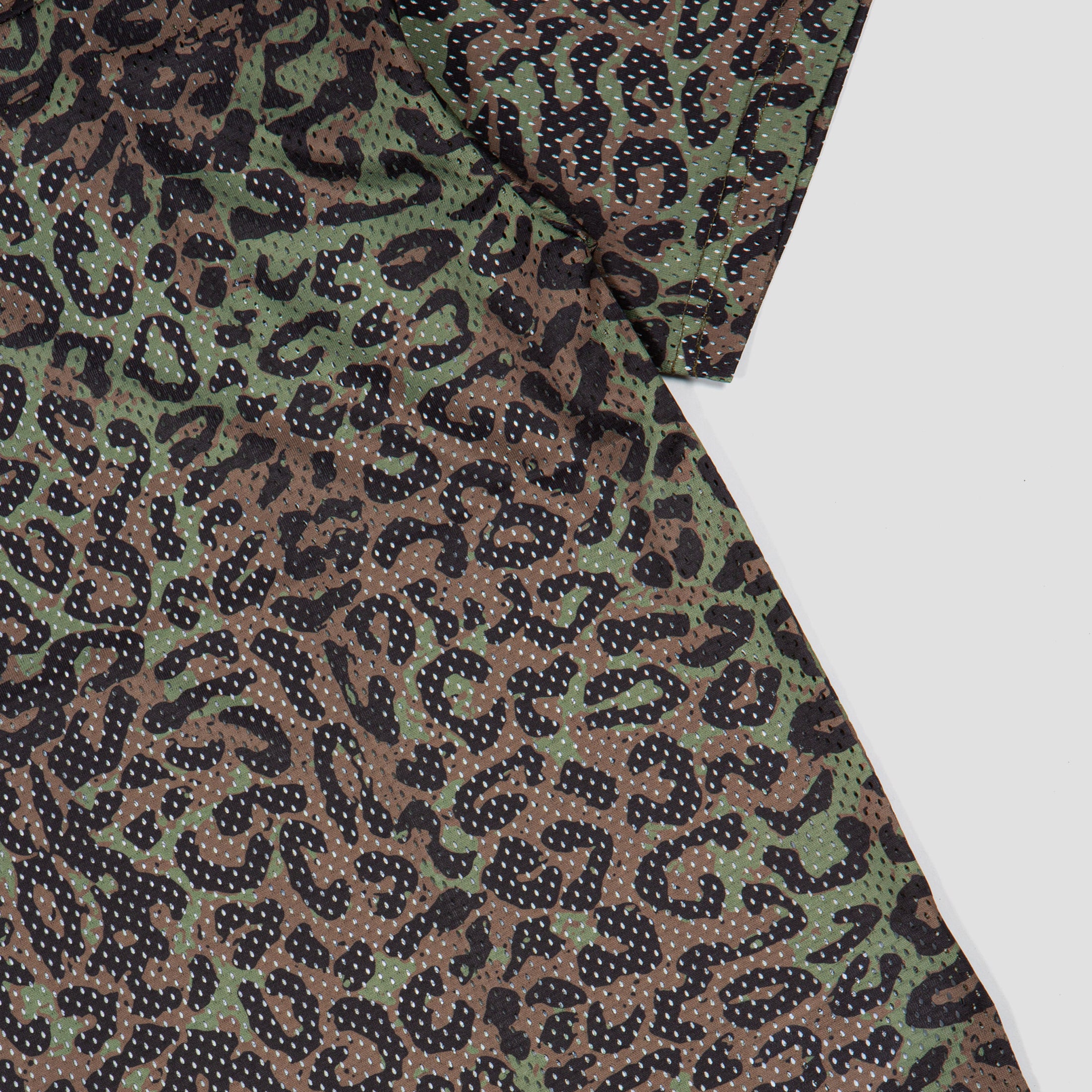Wasted Paris Cheetah Mesh Boxy T-Shirt Olive Khaki Camo